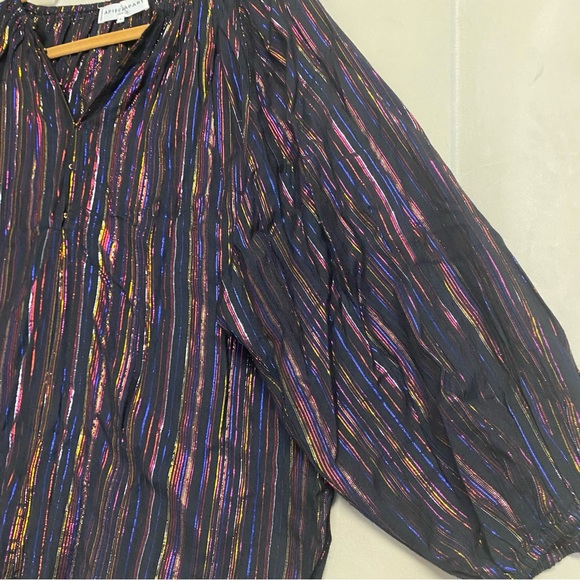 Apiece Apart Women’s Isla Blouse Size 4 Striped Peasant Colorful Metallic Luxury - Picture 8 of 16